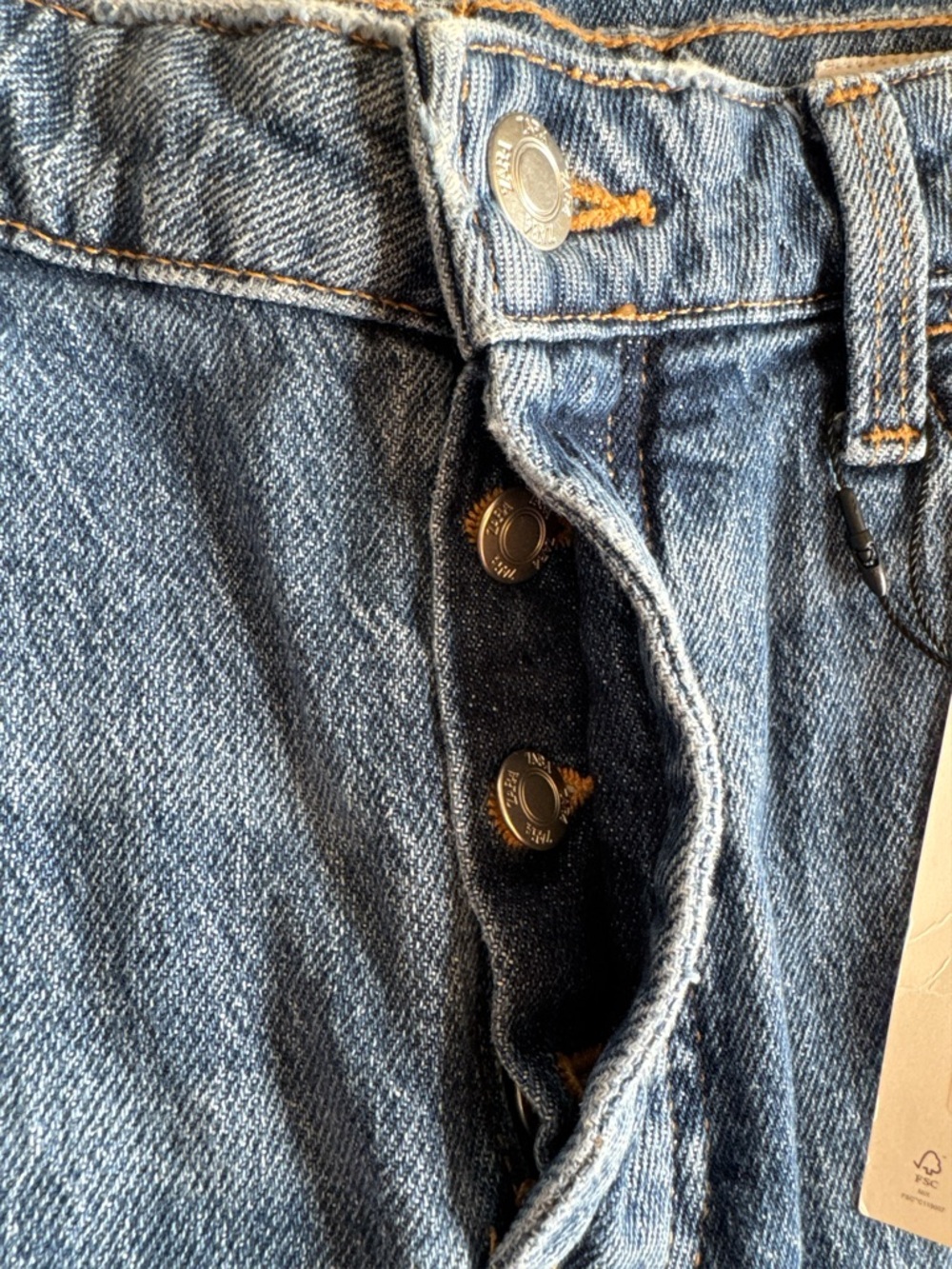 ZARA Button Fly Blue Denim Maxi Skirt with Front Slit. - Picture 8 of 13